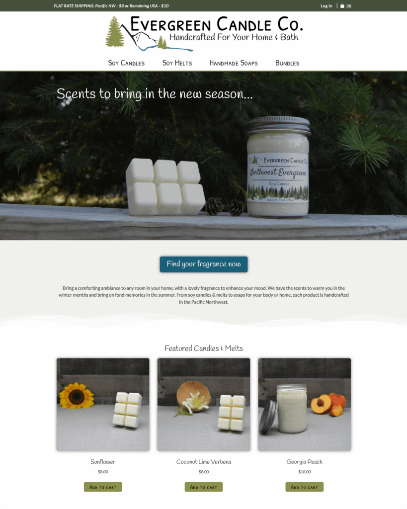 Evergreen Candle Co Website Preview