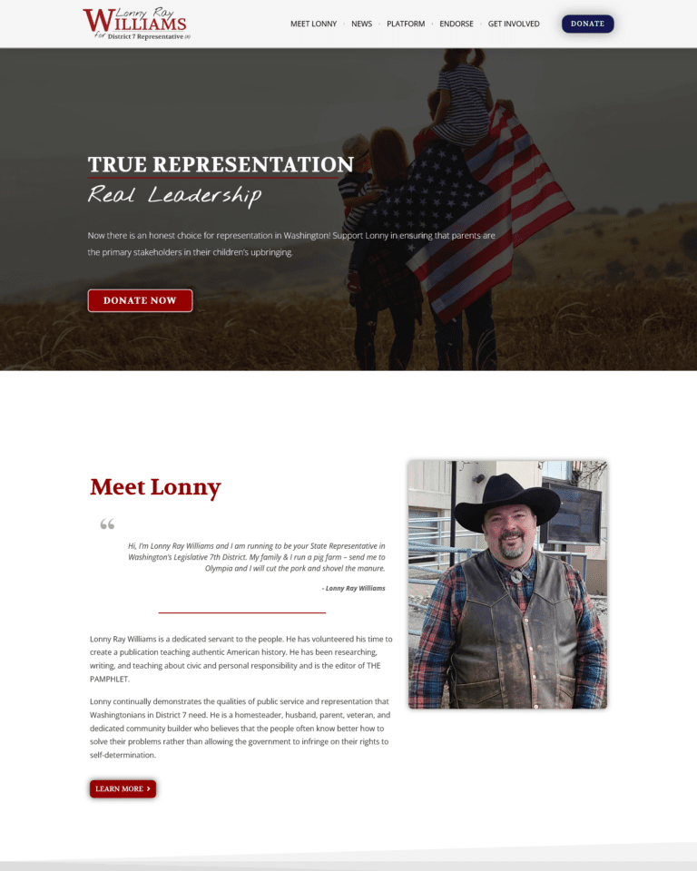 Lonny Ray Williams Website Preview